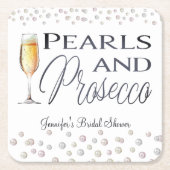 Perlen und Prosecco-Brautparty Rechteckiger Pappuntersetzer (Vorderseite)