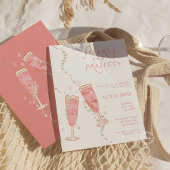 Perlen und Prosecco Brautparty - Rosa Einladung