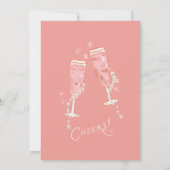 Perlen und Prosecco Brautparty - Rosa Einladung (Rückseite)