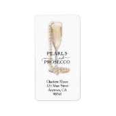 Perlen und Prosecco Brautparty Rücksendeadresse Adressaufkleber (Vorne)