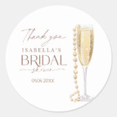 Perlen und Prosecco-Brautparty Runder Aufkleber (Vorderseite)