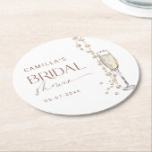 Perlen und Prosecco-Brautparty Runder Pappuntersetzer (Angewinkelt)