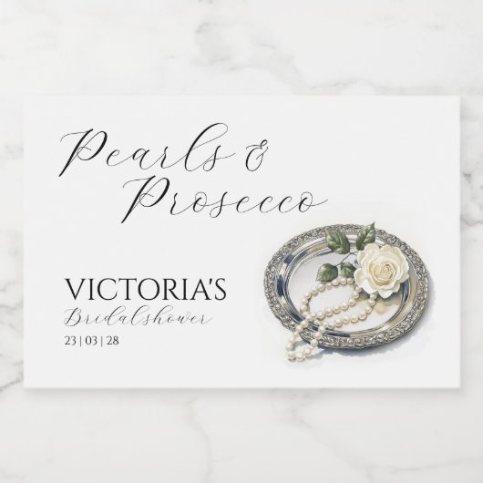 Perlen und Prosecco-Brautparty Schaumweinetikett (Einzelnes Label)