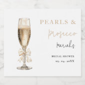 Perlen und Prosecco-Brautparty Schaumweinetikett (Einzelnes Label)