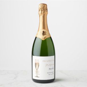 Perlen und Prosecco-Brautparty Schaumweinetikett