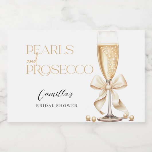 Perlen und Prosecco-Brautparty Schaumweinetikett (Einzelnes Label)