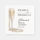 Perlen und Prosecco-Brautparty Serviette (Vorderseite)
