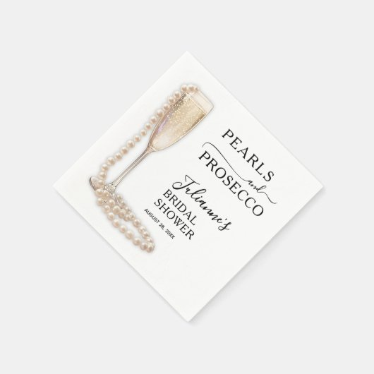 Perlen und Prosecco-Brautparty Serviette (Ecke)