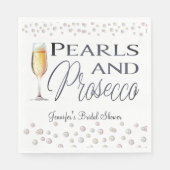 Perlen und Prosecco-Brautparty Serviette (Vorderseite)