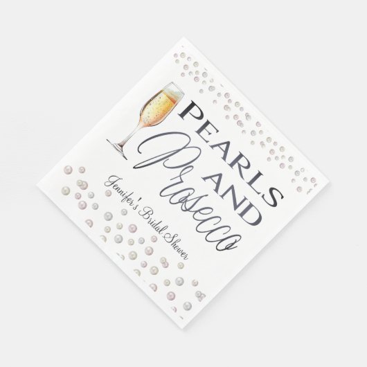 Perlen und Prosecco-Brautparty Serviette (Ecke)