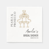 Perlen und Prosecco-Brautparty Serviette (Vorderseite)