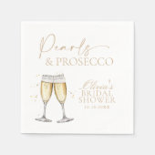 Perlen und Prosecco-Brautparty Serviette (Vorderseite)