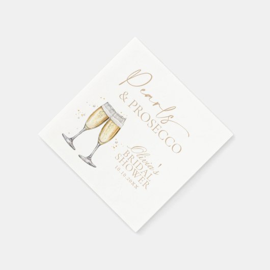 Perlen und Prosecco-Brautparty Serviette (Ecke)