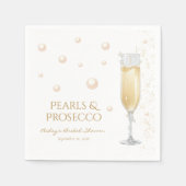 Perlen und Prosecco-Brautparty Serviette (Vorderseite)
