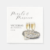 Perlen und Prosecco-Brautparty Serviette (Vorderseite)