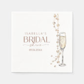 Perlen und Prosecco-Brautparty Serviette (Vorderseite)