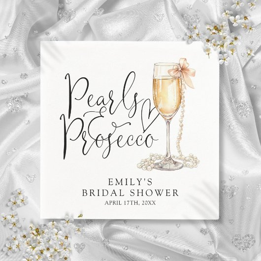 Perlen und Prosecco-Brautparty Serviette