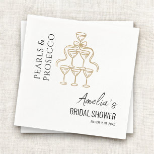 Perlen und Prosecco-Brautparty Serviette