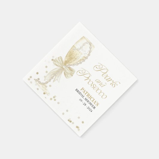 Perlen und Prosecco-Brautparty Serviette (Ecke)