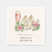 Perlen und Prosecco-Brautparty Serviette (Vorderseite)