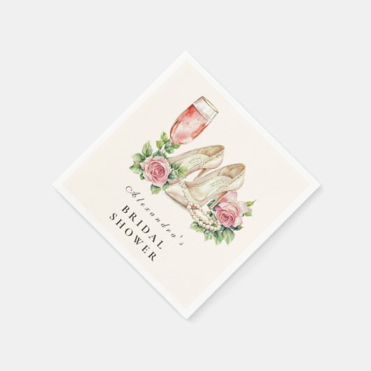 Perlen und Prosecco-Brautparty Serviette (Ecke)