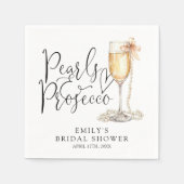 Perlen und Prosecco-Brautparty Serviette (Vorderseite)