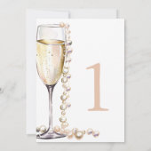 Perlen und Prosecco-Brautparty Tischnummer (Rückseite)