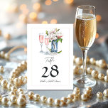 Perlen und Prosecco-Brautparty Tischnummer<br><div class="desc">Fügen Sie Ihrem Perlen- und Prosecco-Brautparty eine Touch Eleganz mit diesen atemberaubenden Tischnummern-Karten hinzu. Diese Karten mit schicken Aquarellfarben aus rosa Champagnergläsern,  Magnolienblüten und zarten Perlen vervollständigen das raffinierte Thema. Ideal,  um eine gepflegte und stilvolle Atmosphäre zu schaffen.</div>
