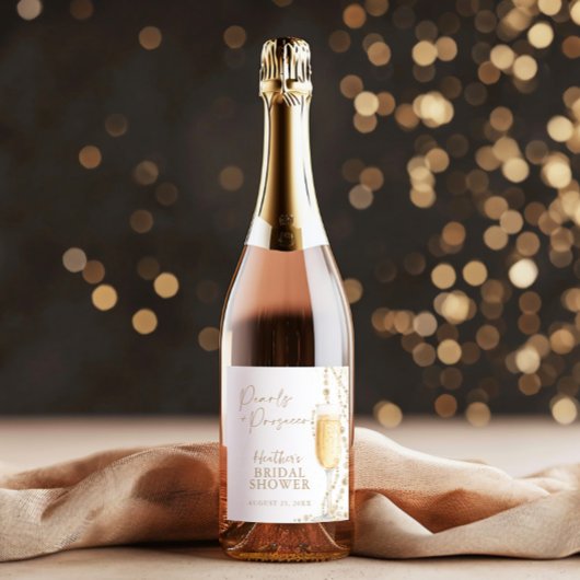 Perlen und Prosecco-Brautparty Weinetikett