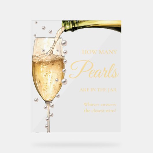 Perlen und Prosecco Brautparty Wie viele Perlen Acrylschild (Vorderseite)