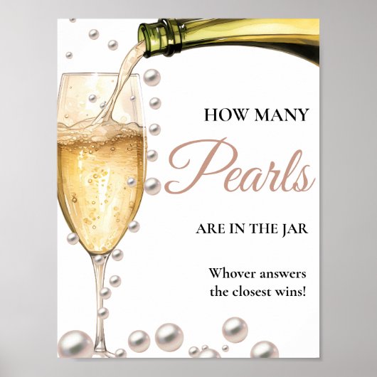 Perlen und Prosecco Brautparty Wie viele Perlen Poster (Vorne)
