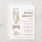 Perlen und Prosecco Bridal Dusche Einladung (Vorderseite)
