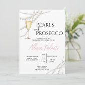 Perlen und Prosecco Bridal Dusche Einladung (Stehend Vorderseite)
