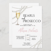Perlen und Prosecco Bridal Dusche Einladung (Vorne/Hinten)