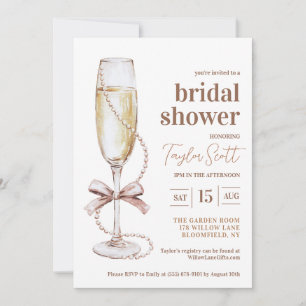 Perlen und Prosecco Bridal Dusche Einladung