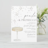 Perlen und Prosecco Bridal Dusche Einladung (Stehend Vorderseite)