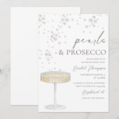 Perlen und Prosecco Bridal Dusche Einladung (Vorne/Hinten)
