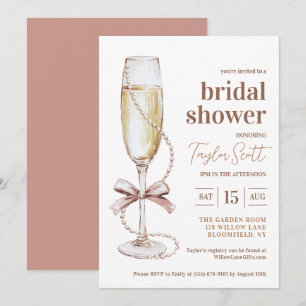 Perlen und Prosecco Bridal Dusche Einladung