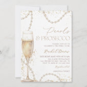 Perlen und Prosecco Bridal Dusche Einladung, Birne Einladung (Vorderseite)
