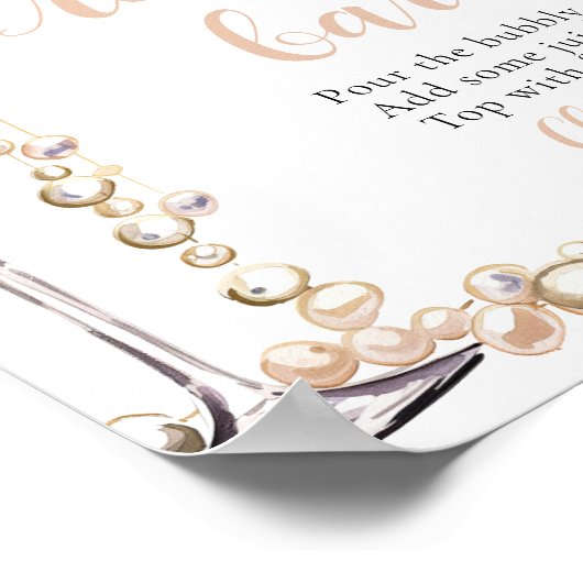 Perlen und Prosecco Champagne Prosecco Bar Sign Poster (Ecke)
