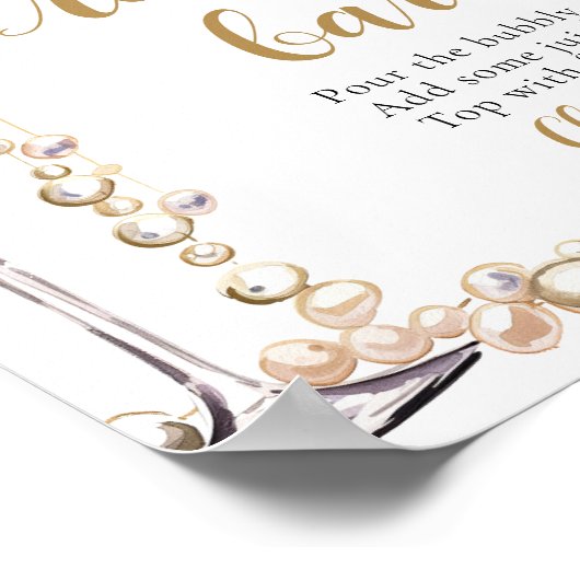 Perlen und Prosecco Champagne Prosecco Bar Sign Poster (Ecke)