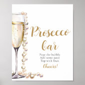 Perlen und Prosecco Champagne Prosecco Bar Sign Poster (Vorne)