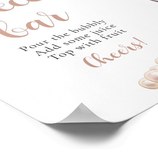 Perlen und Prosecco Champagne Prosecco Bar Sign Poster (Ecke)