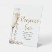Perlen und Prosecco Champagne Prosecco Bar Sign Sockelschild (Vorderseite)