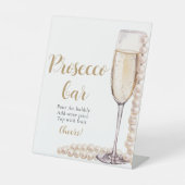 Perlen und Prosecco Champagne Prosecco Bar Sign Sockelschild (Vorderseite)
