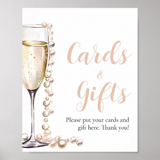 Perlen und Prosecco Champagnerkarten und Geschenkg Poster (Vorne)