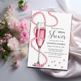 Perlen und Prosecco Dusty Pink Brautparty Einladung