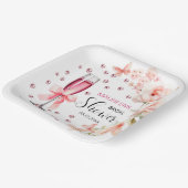 Perlen und Prosecco Dusty Pink Roses Brautparty Pappteller (Gewinkelt)