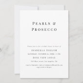 Perlen und Prosecco | Einfaches modernes Brautpart Einladung (Vorderseite)