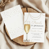 Perlen und Prosecco elegante Bridal Brunch Dusche Einladung